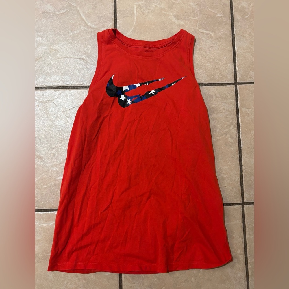 Nike Red Tank Top with Star Pattern Swoosh -5/$25